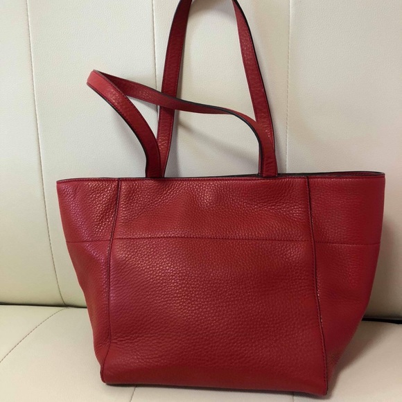 PRADA RED TOTE BAG LEATHER VGUC - - Picture 2 of 8